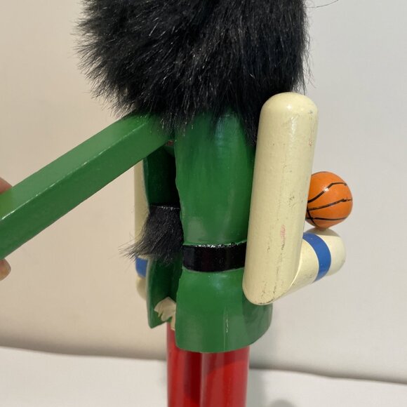 Basketball Player Nutcracker 15" Wood Painted Headband Goatee Sports Figurine - Picture 6 of 11